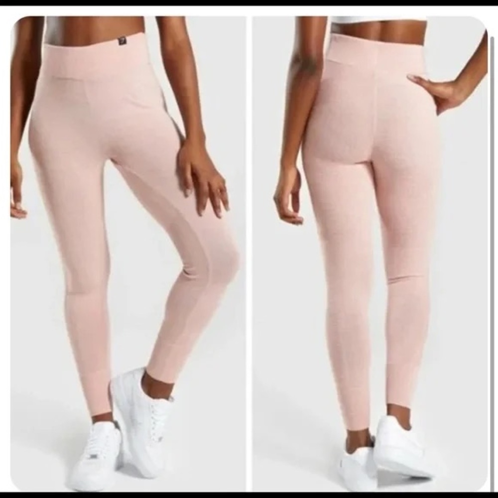 GYMSHARK Time Out Knit Jogger Blush Nude Thick Joggers (LEGGINGS) Textured /Logo